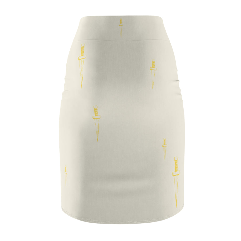 Dagger of Truth AOP Women's Pencil Skirt - Beige