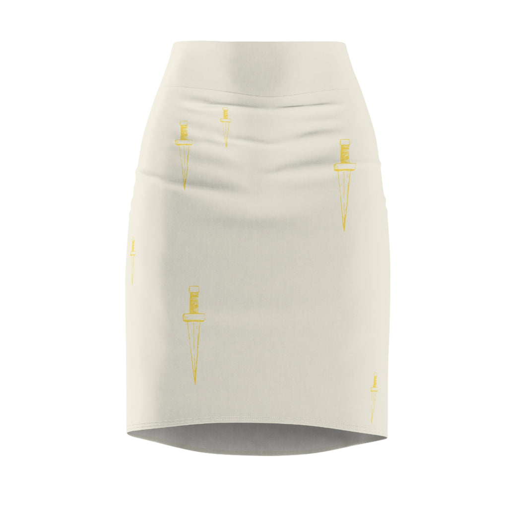 Dagger of Truth AOP Women's Pencil Skirt - Beige